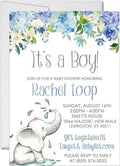 elephant baby shower invitations blue floral design