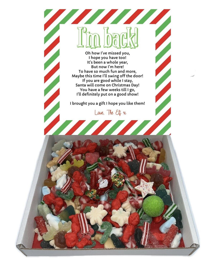 Elf Arrival Xmas Gift Pick n Mix Retro Gummy Sweets Chocolate Hamper Present