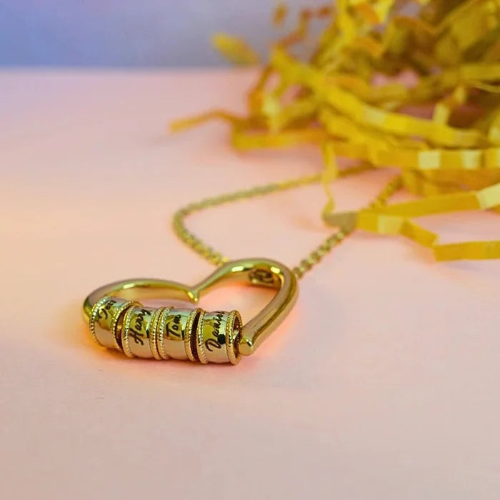 Eternal Heart Name Beads Necklace - Ornaments Co - 18K Gold Plated