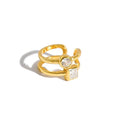 Gold and silver ear cuff with double bands and crystals