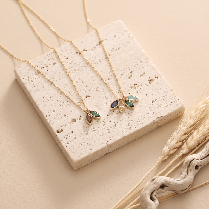 Everleaf Birthstone Necklace - Ornaments Co - 18K Gold Plated