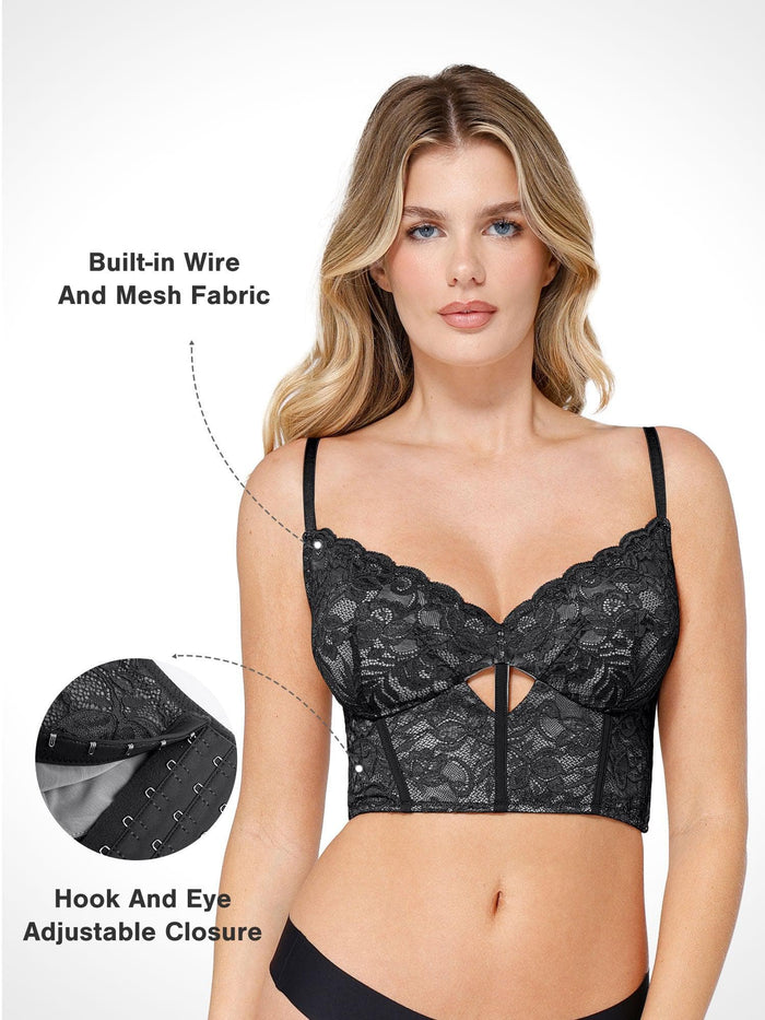 Popilush® lace bra with shaping mesh and adjustable fit for comfort