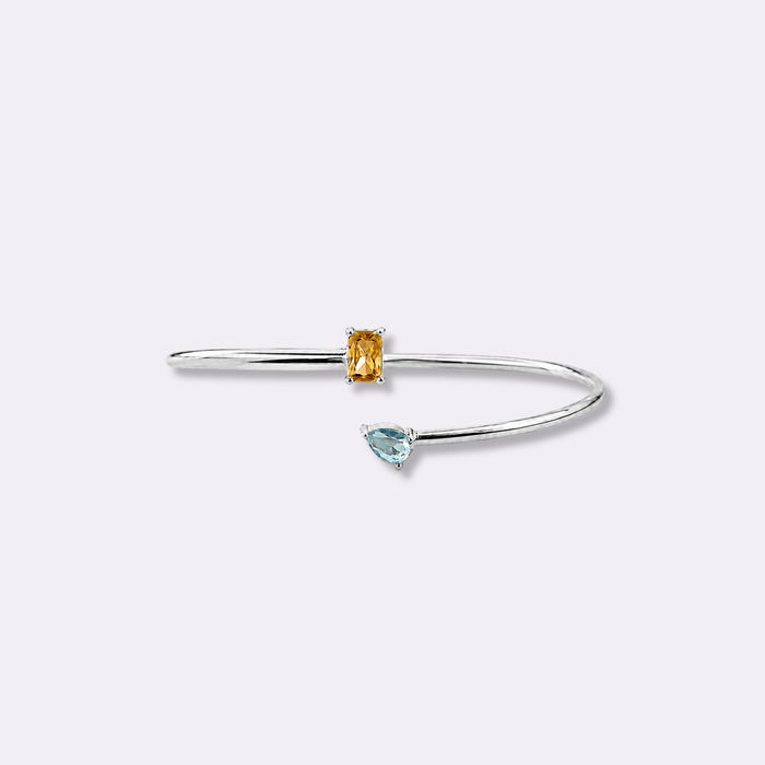 Gemelle Custom Birthstone Cuff Bracelet - Ornaments Co - 18K Gold Plated