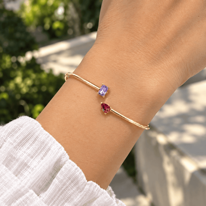 Gemelle Custom Birthstone Cuff Bracelet - Ornaments Co - 18K Gold Plated