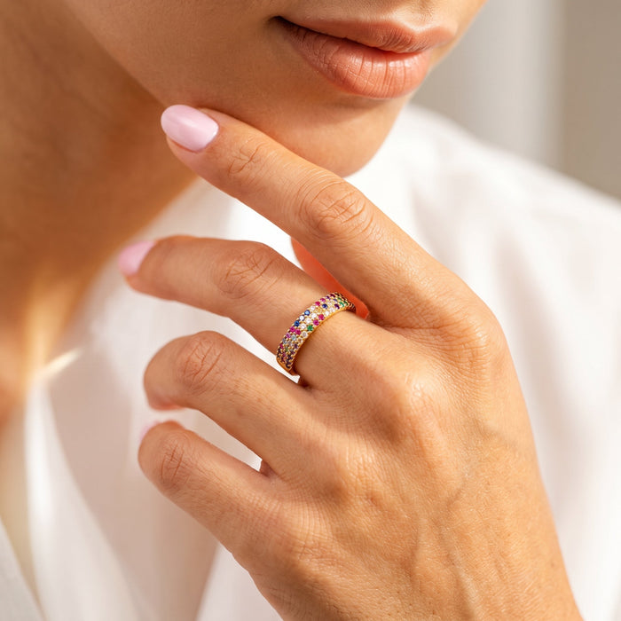 Gemora Birthstone Stacking Ring - Ornaments Co - 18K Gold Plated