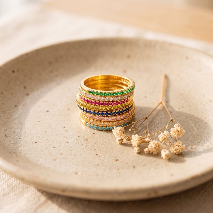 Gemora Birthstone Stacking Ring - Ornaments Co - 18K Gold Plated