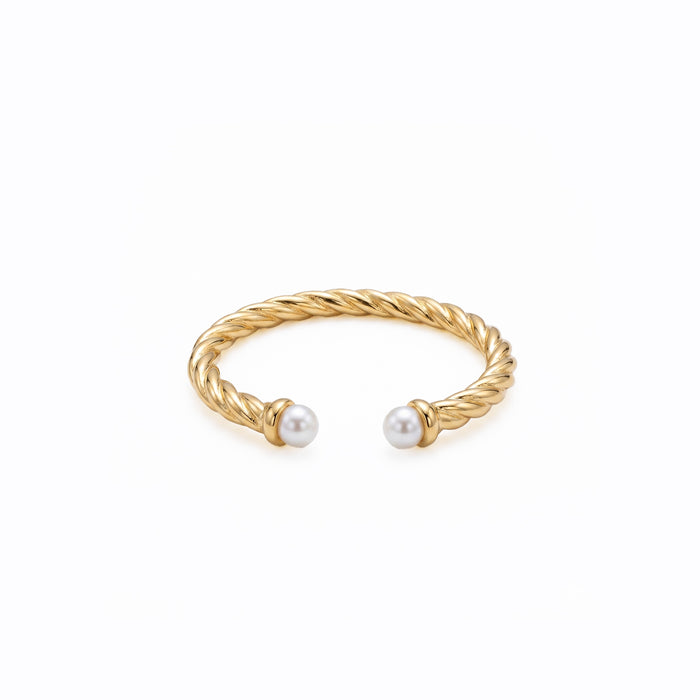 GINIA Braided Gold Shell Pearl Ring – Minimalist Adjustable Statement Jewelry | Ash Mollie Studio - ASH MOLLIE STUDIO