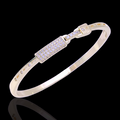 Gold Filled Oro Laminado Exquisite French Lock CZ Bangle
