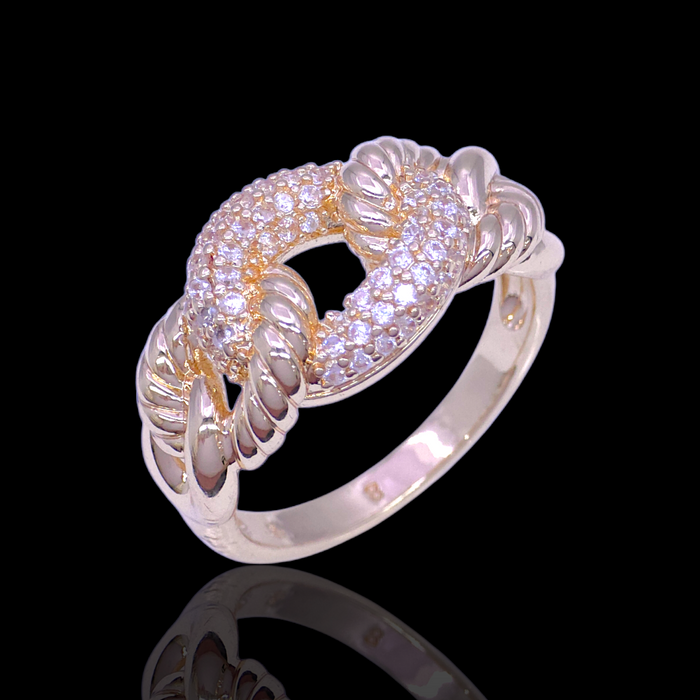 Gold Filled Oro Laminado Paris Gilded Knot Zirconia Ring