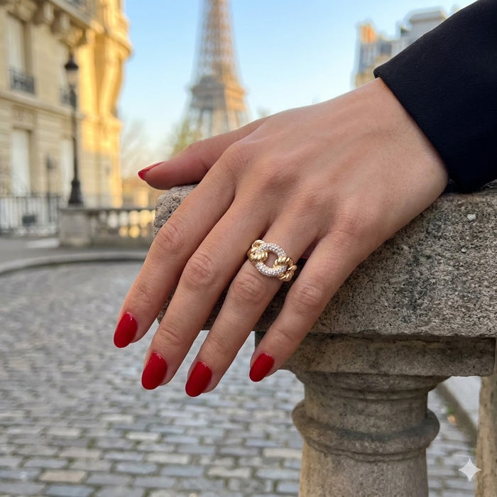 Gold Filled Oro Laminado Paris Gilded Knot Zirconia Ring