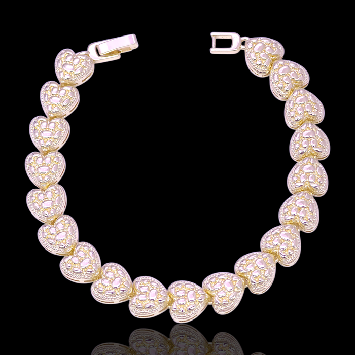 Gold Filled Oro Laminado Princess Nugget Heart Bracelet
