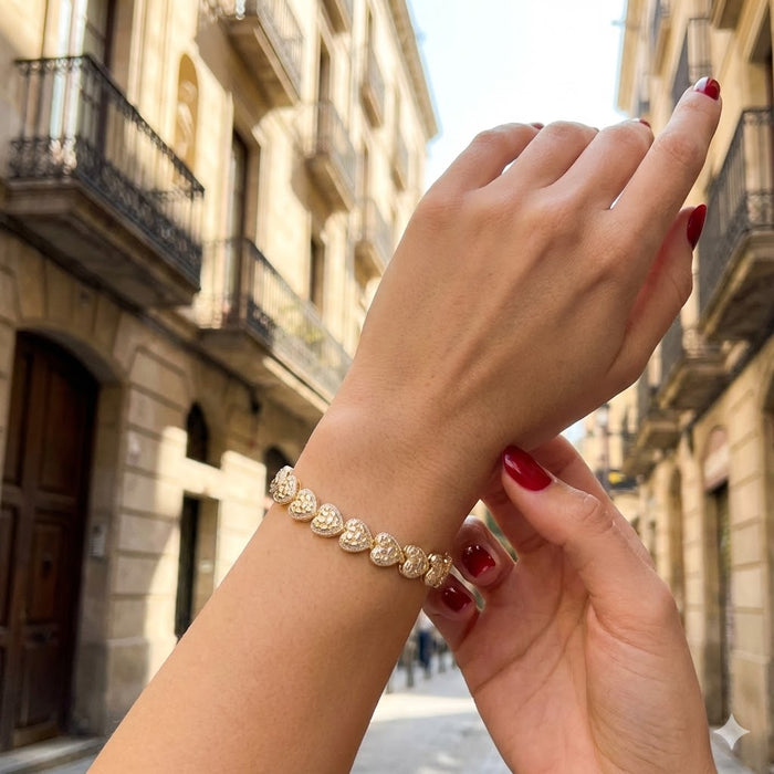 Gold Filled Oro Laminado Princess Nugget Heart Bracelet