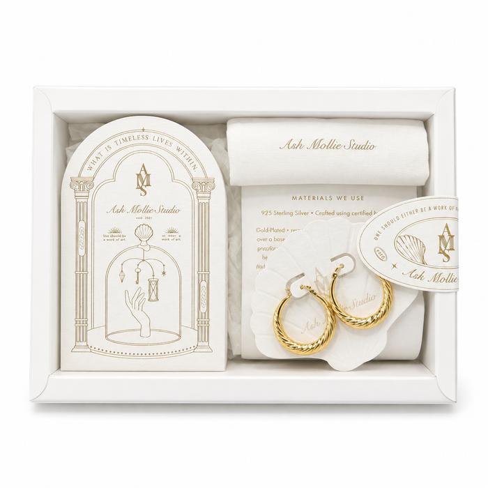 Gold Twisted Hoop Earrings Jewelry Gift Set - ASH MOLLIE STUDIO