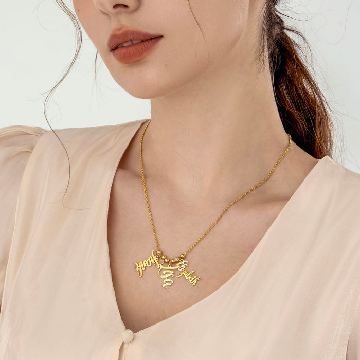 Grace Multi Name Necklace in 925 Sterling Silver - Ornaments Co - 18k Gold Platet