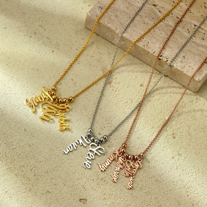 Grace Multi Name Necklace in 925 Sterling Silver - Ornaments Co - 18k Gold Platet