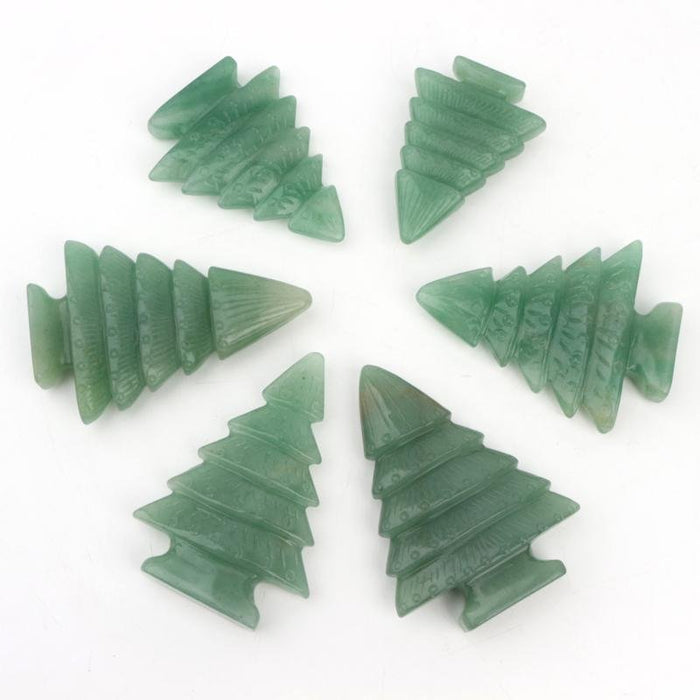 green aventurine polished carved Christmas tree -Wholesale Crystals