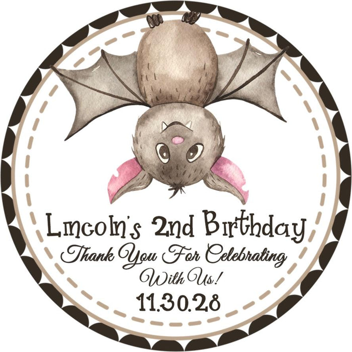 Cute hanging bat Halloween birthday sticker