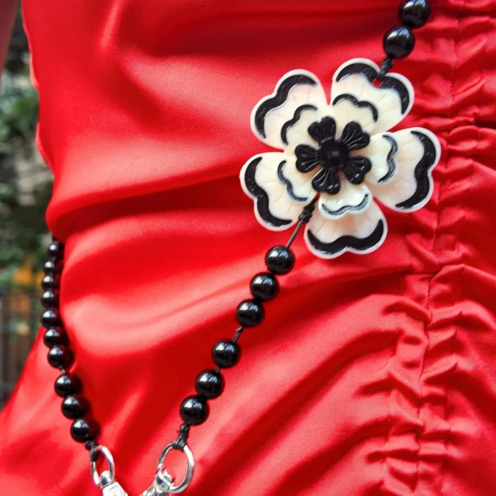 Hand-Painted Dianthus Crossbody Phone Chain