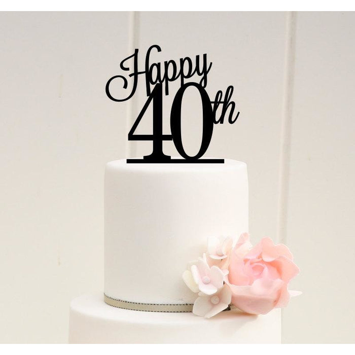 Happy 40th Cake Topper - 40th Birthday Cake Topper or 40th Anniversary Cake Topper - Wedding Collectibles
