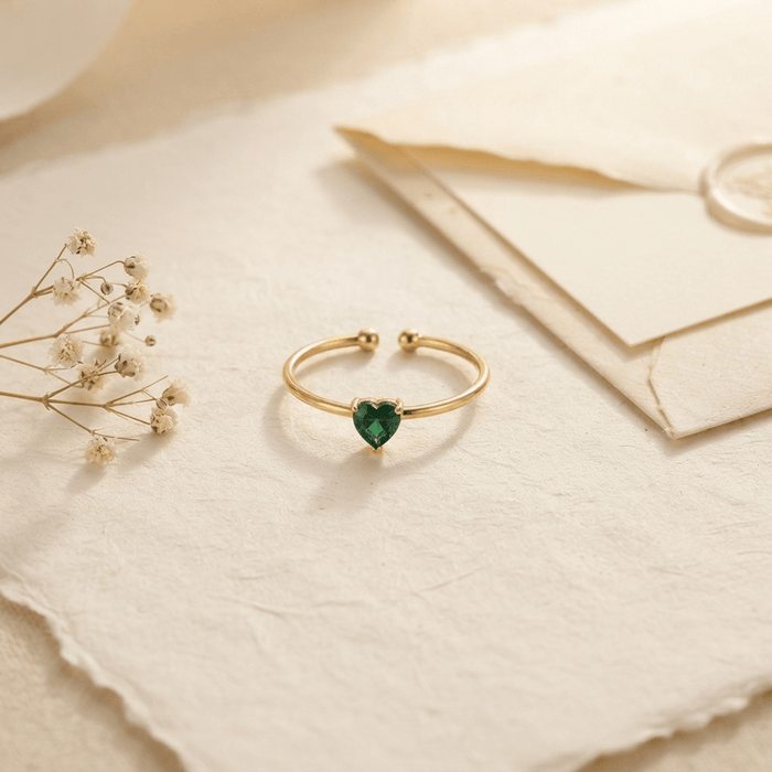 Heart Glow Birthstone Ring - Ornaments Co - 18K Gold Plated