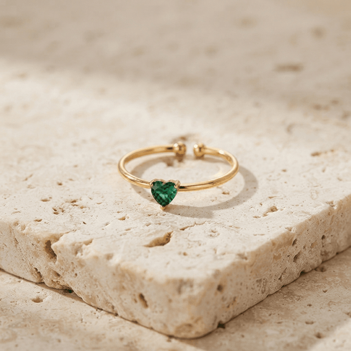 Heart Glow Birthstone Ring - Ornaments Co - 18K Gold Plated