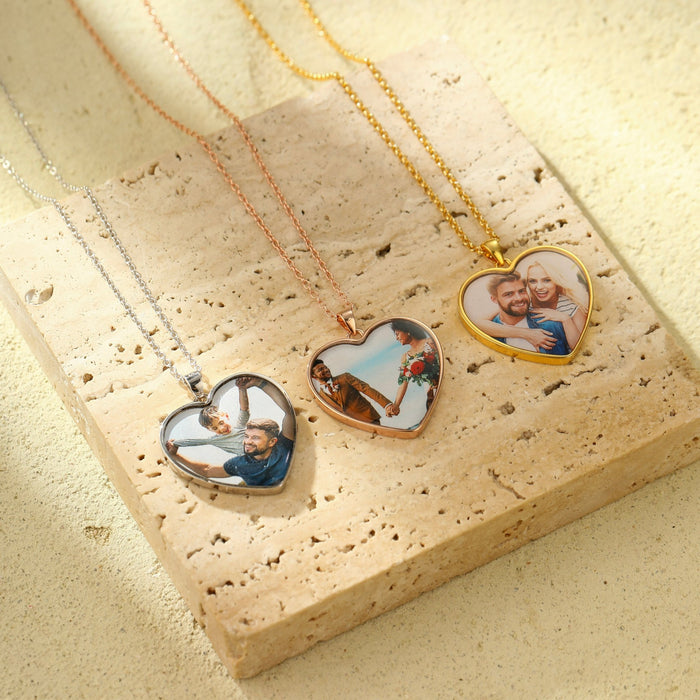 Heart Photo Keepsake Necklace in 925 Sterling Silver - Ornaments Co - 18K Gold Plated