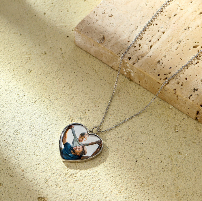 Heart Photo Keepsake Necklace in 925 Sterling Silver - Ornaments Co - 18K Gold Plated