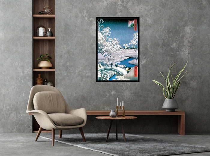 Hiroshige Drum Bridge in Snow Poster
