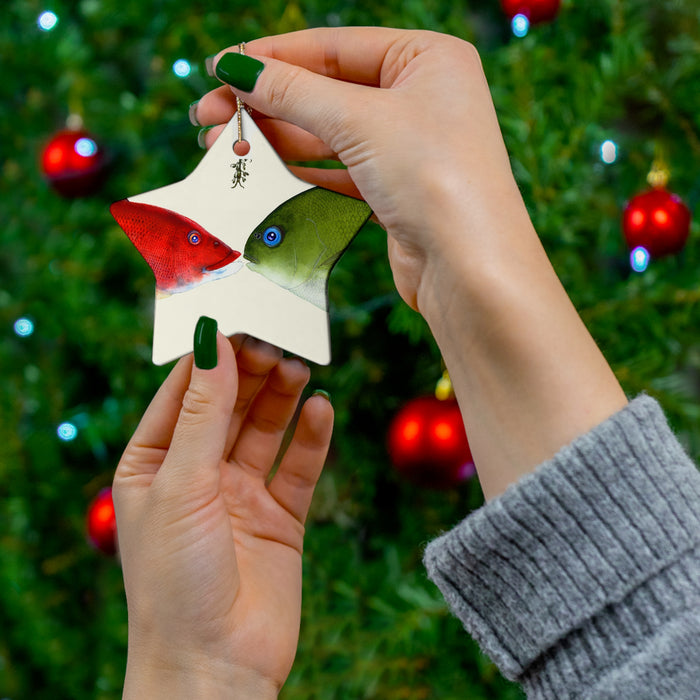 Holiday Kisses Ceramic Ornament Printify