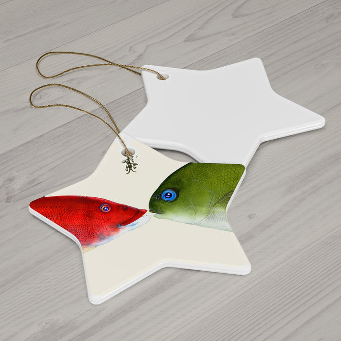 Holiday Kisses Ceramic Ornament Printify