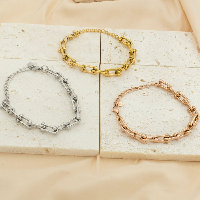 Horse Shoe U - Link Bracelet - Ornaments Co - 18K Gold Plated