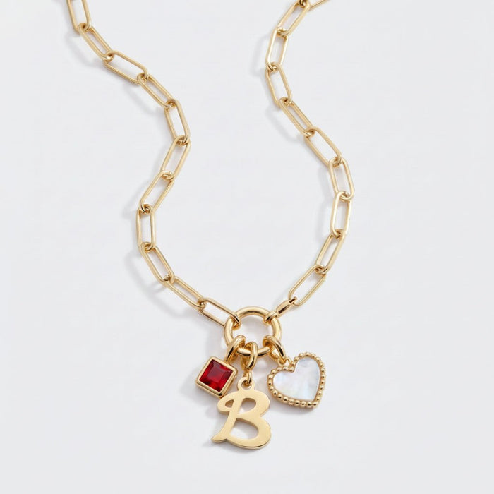 Initalia - Build Your Own Charm Necklace With Birthstone & Initial - Ornaments Co -