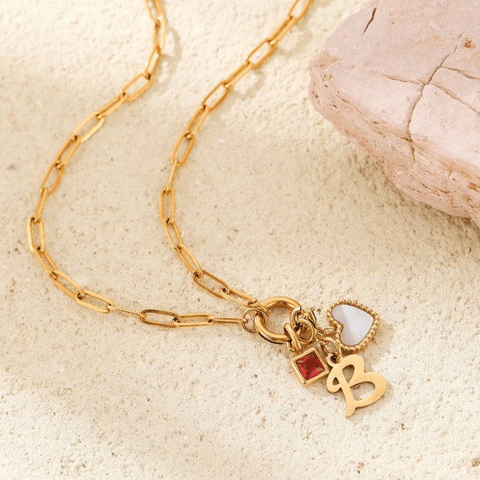 Initalia - Build Your Own Charm Necklace With Birthstone & Initial - Ornaments Co -