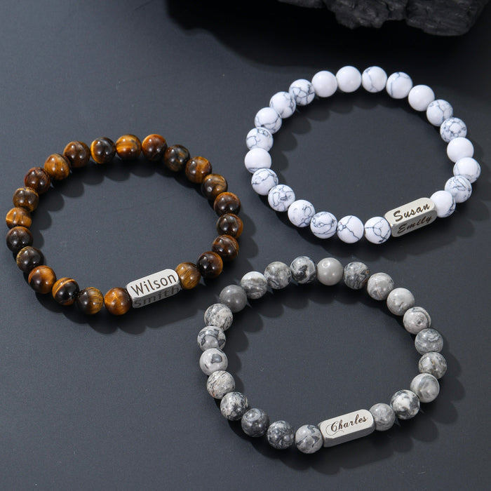 Personalized Boho Bead Bracelet - Ornaments Co - Tiger Eyes