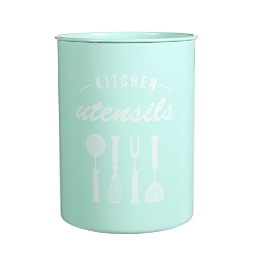 Juvale Utensil Holder - Cutlery Caddy Iron Cooking Utensil Holder for Kitchen Utensil Organizing and Storage, Green, 5.7 x 7.5 x 5.7 Inches