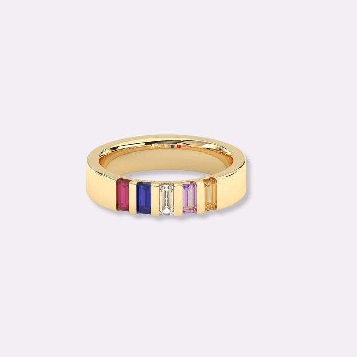 Kinora Family Baguette Birthstone Ring - Ornaments Co - 18K Gold Plated