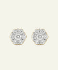 Pair of diamond stud earrings on a light gray background