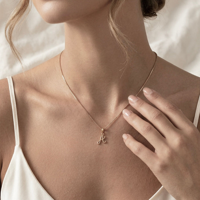 Gold Initial Necklace A for Women – Minimalist Dainty Letter Pendant Gift - ASH MOLLIE STUDIO
