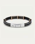 Men's 8.5-inch leather ID bracelet with magnetic clasp