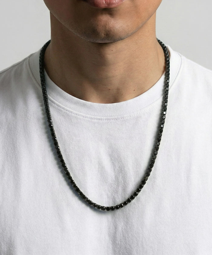 Men's 22-inch black spinel tennis necklace by Link N Lock®