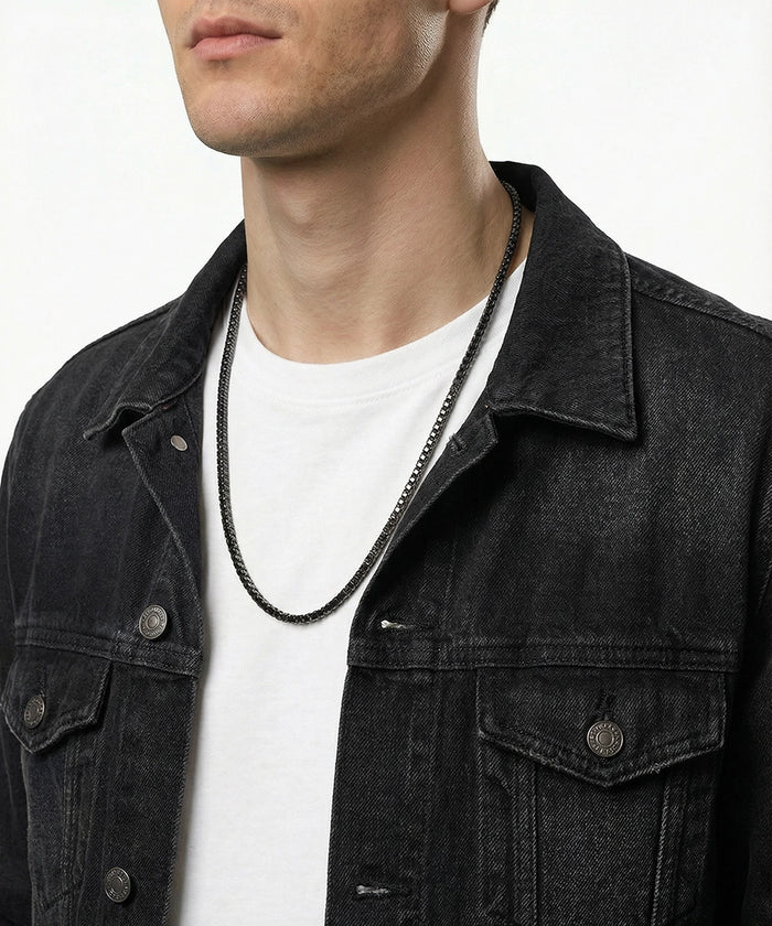 Close-up of Link N Lock® black tennis necklace