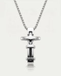 Link N Lock® men's stainless steel cable cross pendant