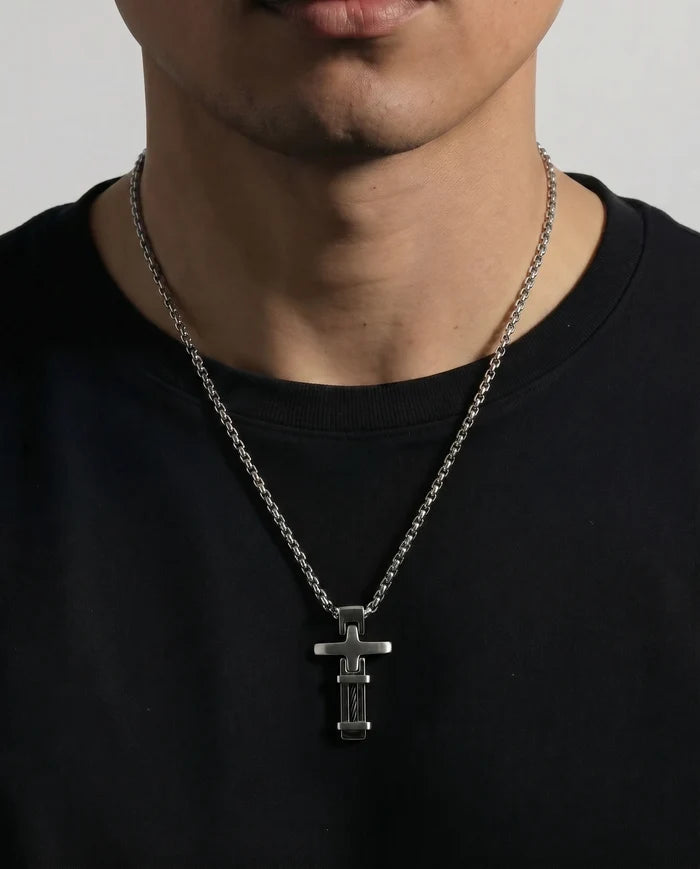 Men's cable cross pendant by Link N Lock®