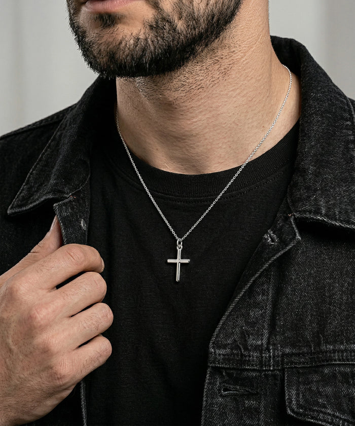 Men's silver cross pendant by Link N Lock®