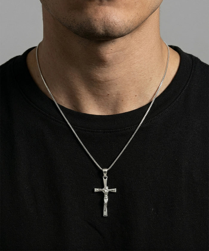 Close-up of Link N Lock® crucifix cross pendant
