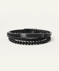 Men's triple band leather beaded bracelet by Link N Lock®