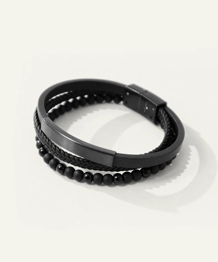 Link N Lock® men's leather beaded bracelet from Valliani Jewelers