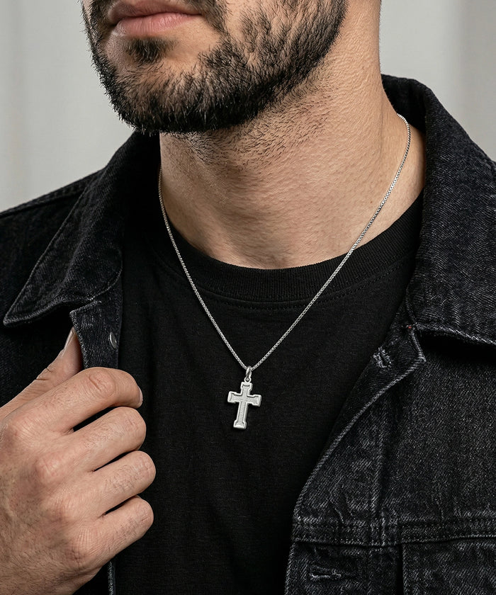 Link N Lock® men's silver crucifix cross pendant