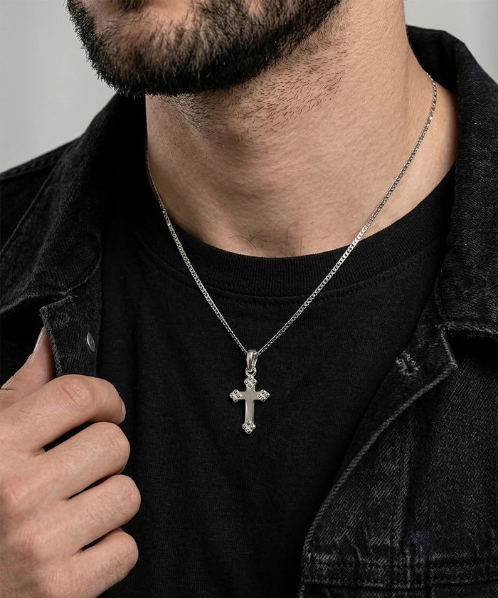 Link N Lock® men's silver cross pendant