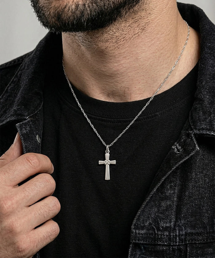 Men's silver cross pendant by Link N Lock®